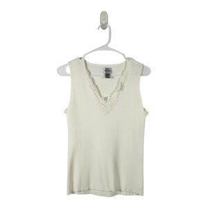 Chico’s Cream Floral Lace Sleeveless Knit Tank Top